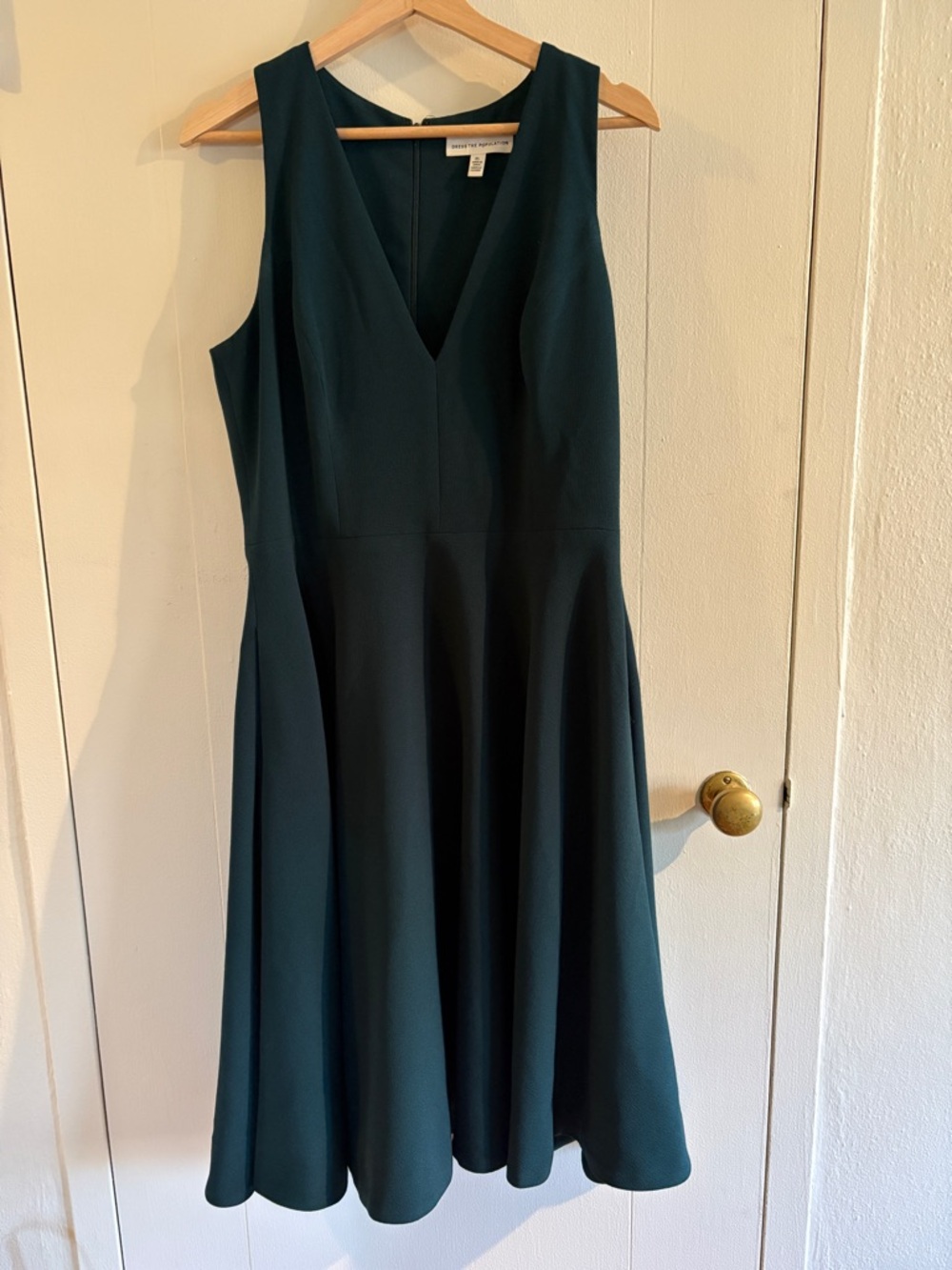 Dress the Population Teal V-Neck Midi A-Line Dress